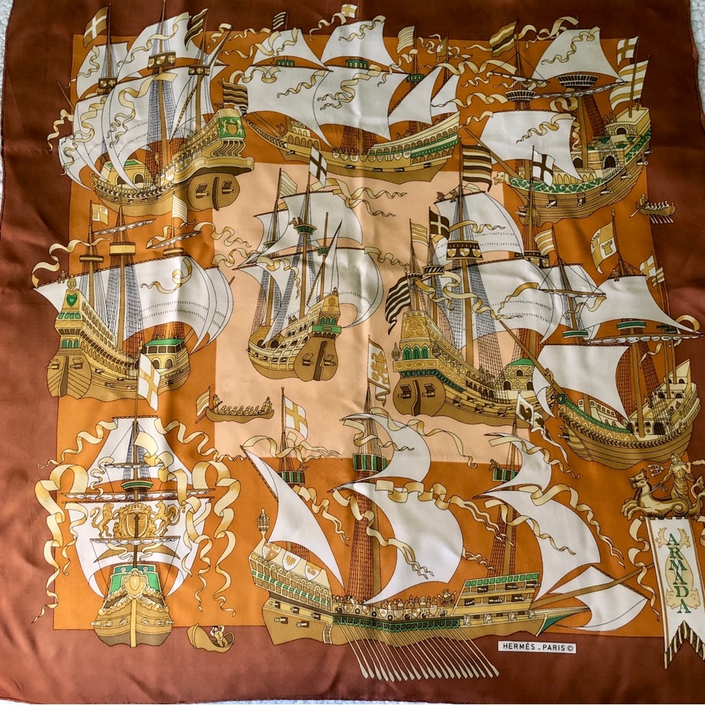 Hermès Silk Scarf vintage 90cm Armada